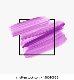 Art abstract background brush paint texture design acrylic stroke poster over square frame vector illustration. Perfect design for headline, logo and sale banner. 