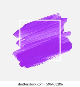 Art abstract background brush paint acrylic texture design poster illustration vector over square frame. Perfect watercolor design for beauty headline, logo and sale banner. 