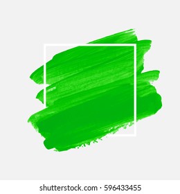 Art abstract background brush paint acrylic texture design poster illustration vector over square frame. Perfect watercolor design for beauty headline, logo and sale banner. 