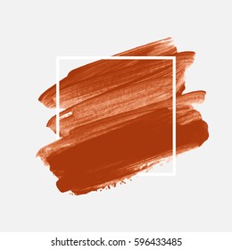 Art abstract background brush paint acrylic texture design poster illustration vector over square frame. Perfect watercolor design for beauty headline, logo and sale banner. 