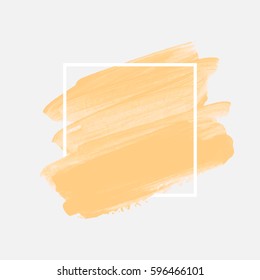 Art abstract background brush paint acrylic texture design poster illustration vector over square frame. Perfect watercolor design for beauty headline, logo and sale banner. 
