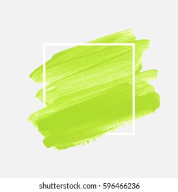 Art abstract background brush paint acrylic texture design poster illustration vector over square frame. Perfect watercolor design for beauty headline, logo and sale banner. 