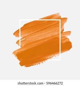 Art abstract background brush paint acrylic texture design poster illustration vector over square frame. Perfect watercolor design for beauty headline, logo and sale banner. 