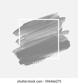 Art abstract background brush paint acrylic texture design poster illustration vector over square frame. Perfect watercolor design for beauty headline, logo and sale banner. 