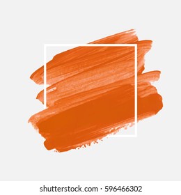 Art abstract background brush paint acrylic texture design poster illustration vector over square frame. Perfect watercolor design for beauty headline, logo and sale banner. 