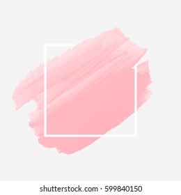 Art abstract background brush paint acrylic texture design beauty poster illustration vector over square frame. Perfect watercolor design for headline, logo and sale banner. 