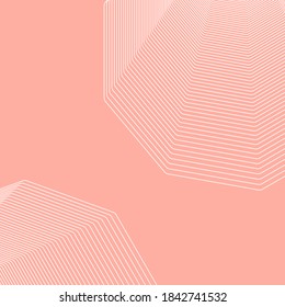 Art abstract background. White polygon on blush background