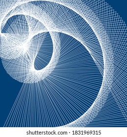 Art abstract background. White wave on blue background