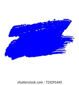 Art abstract blue brush paint texture design acrylic stroke over square frame vector illustration. Logo brush painted watercolor background. Perfect For Logo, Banner, Icon.
