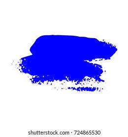 Art abstract blue brush paint texture design acrylic stroke over square frame vector illustration. Logo brush painted watercolor background. Perfect For Logo, Banner, Icon.