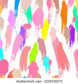 Kunstabstrakte Pinselstrich Textur Design Acryl-Hub Hintergrund. Nahtloses Muster - farbige Pinselstriche in pastellrosa Tönen. Abstrakte rosafarbene Malerei, Vektorgrafik.