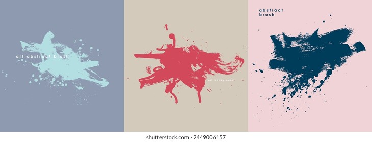 Art abstract brush vector paint brush set. Brush strokes text boxes. Grunge design elements. Dirty texture banners. Painted objects background. Ink splatters, design element for print, banner, frame.