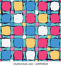 Art abstract colorful check patchwork background. Seamless pattern. Vector.