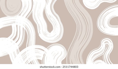 Art abstract art contemporary pastel hand drawn brush stroke. Vector mid century neutral beige wall. Template art modern calligraphy artwork natural pastel neutral tones painting waves for your design