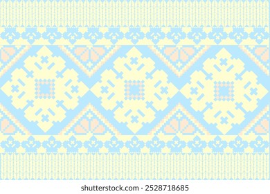 Art Abstract with Crown Pixel Art Designs. Traditional Cross Stitch needlework. Geometric Ethnic Pattern, Embroidery, Textile Ornamental, Fabric, Hand Stitch Pattern, Cultural Stitching Pixel Art.