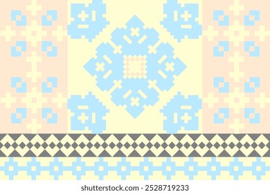 Art Abstract with Crown Pixel Art Designs. Traditional Cross Stitch needlework. Geometric Ethnic Pattern, Embroidery, Textile Ornamental, Fabric, Hand Stitch Pattern, Cultural Stitching Pixel Art