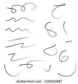 art abstract curved lines set hand draw style black isolated on white vector design element 