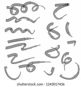 art abstract curved lines set hand draw style black isolated on white vector design element 