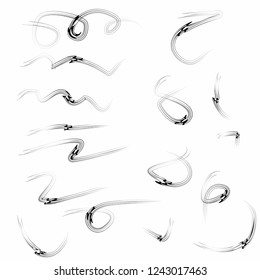 art abstract curved lines set hand draw style black isolated on white vector design element 