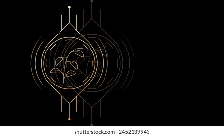 Art Abstract Dark Background WIth Gradient Plant Geometric Glow Vector Design Style