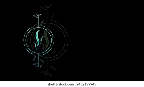 Art Abstract Dark Background WIth Gradient Plant Geometric Glow Vector Design Style