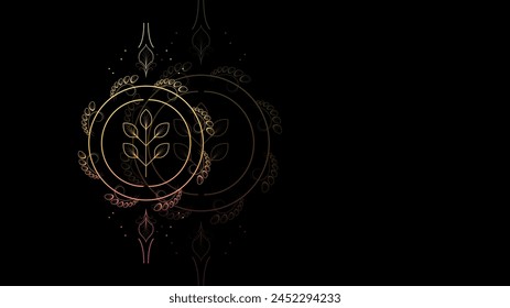 Art Abstract Dark Black Background WIth Gradient Plant Geometric Glow Wallpaper Vector Design Style