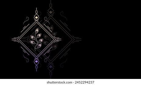 Art Abstract Dark Black Background WIth Gradient Plant Geometric Glow Wallpaper Vector Design Style