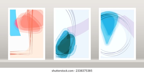 Diseño abstracto de arte con garabatos y varias formas dibujadas a mano. gráfico vectorial aislado de arte moderno. marco geométrico minimalista cuadros de color de agua pintados a mano ilustración vectorial conjunto de fondo