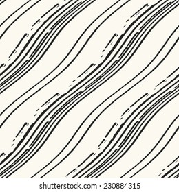 Art abstract diagonal wavy stroke. Seamless pattern. Vector.