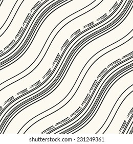 Art abstract diagonal wavy stroke. Seamless pattern. Vector.