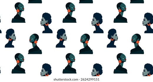 Patrón abstracto de caras femeninas de arte 