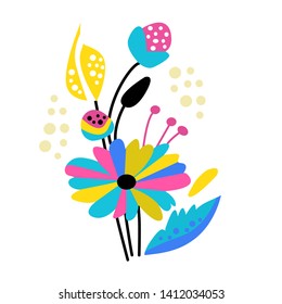 Art abstract flowers illustration. bouquet for card
