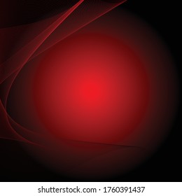 Art abstract futuristic technology vector background, deep red and black color wavy lines, for web and print