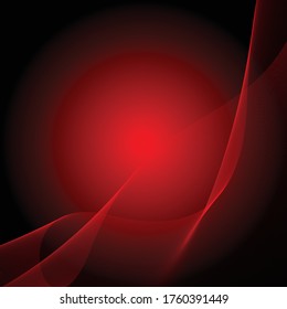 Art Abstract Futuristic Technology Vector Background, Deep Red And Black Color Wavy Lines, For Web And Print