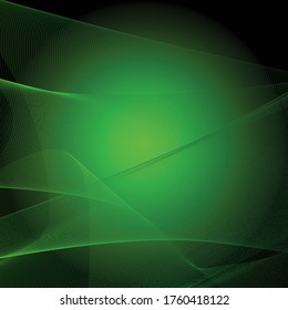 Art abstract futuristic technology vector background, grass green and black color wavy lines, for web and print