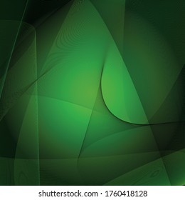 Art abstract futuristic technology vector background, grass green and black color wavy lines, for web and print