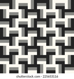 Art abstract geometric block textured background in black and white. Seamless pattern. Vector.