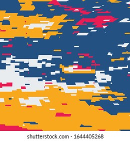 Art Abstract Geometric Pattern with Pixel Style Mosaic Elements