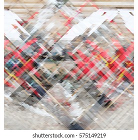 art abstract geometric pattern of pixels; Background in red, black, white, gray colors
