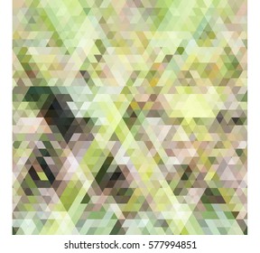 art abstract geometric pattern of pixels; Background in green, beige, yellow, gray colors