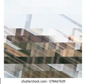 art abstract geometric pattern of pixels; Background in green, gray, beige colors