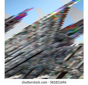 art abstract geometric pattern of pixels; Background in red, blue, gray, black colors