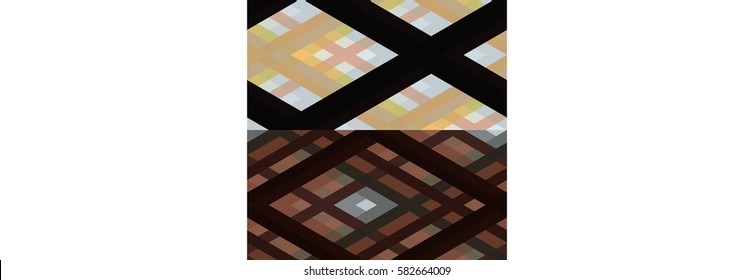 art abstract geometric pattern of pixels; Background in black, brown, gray colors