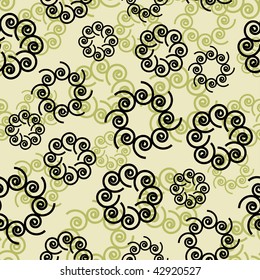 art abstract graphic stylization floral seamless pattern on light background with circles flowers