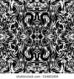 Art abstract irregular web marble print template in black and white. Seamless pattern. Vector.