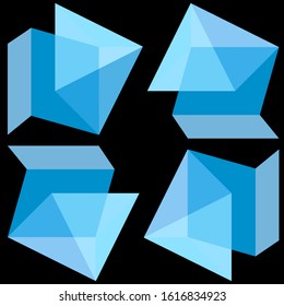 art abstract logo of parallelepipeds and a pyramid with translucent sides in the form of 3D