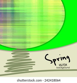 art abstract one tree, spring vector background; card with space for text