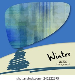 un árbol abstracto de arte, fondo vectorial de invierno; tarjeta con espacio para texto