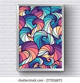 art abstract painting picture with rainbow colorful colors on white brick wall background. Template design for web and mobile. Vector vintage illustration  concept
