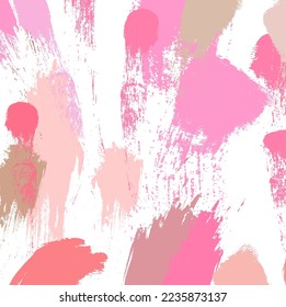 Art abstract pink brush paint texture design acrylic stroke background.  grunge brush strokes in pastel pink tones. Abstract pink painting vector illustration.